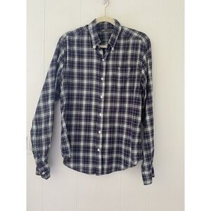 VINCE Men Size Medium Shirt Button Down Top Cotton‎ Purple White Gray Plaid